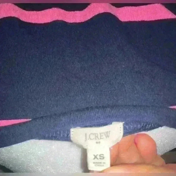 J.Crew Dress Short Sleeve Scoop Neck  Blue & Pink Stripe Drawstring Belt Size XS - Picture 4 of 5